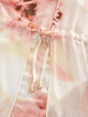 Rosa geblümt - Long-Linie-Kaftan mit Bindegürtel - Bild 7 von 8