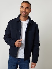 Threadbare Blue Faux Wool Button Up Quilted Shacket - Image 1 of 4