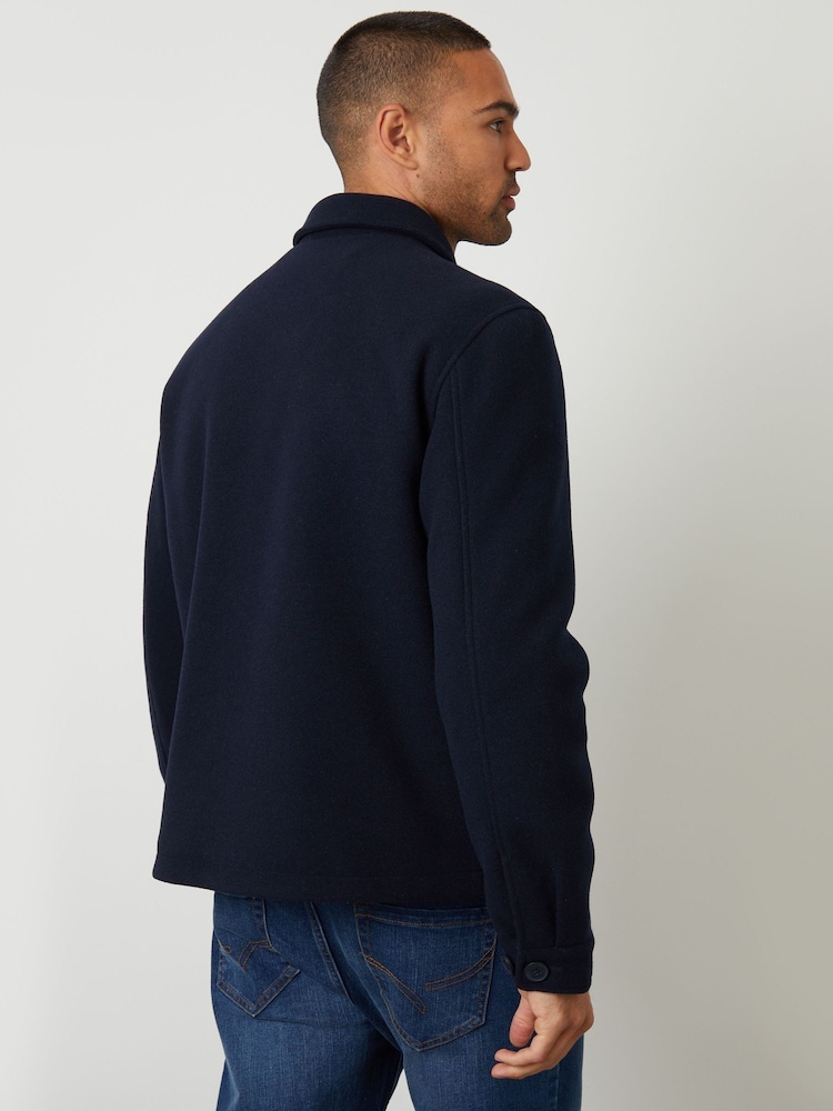 Threadbare Blue Faux Wool Button Up Quilted Shacket - Image 2 of 4