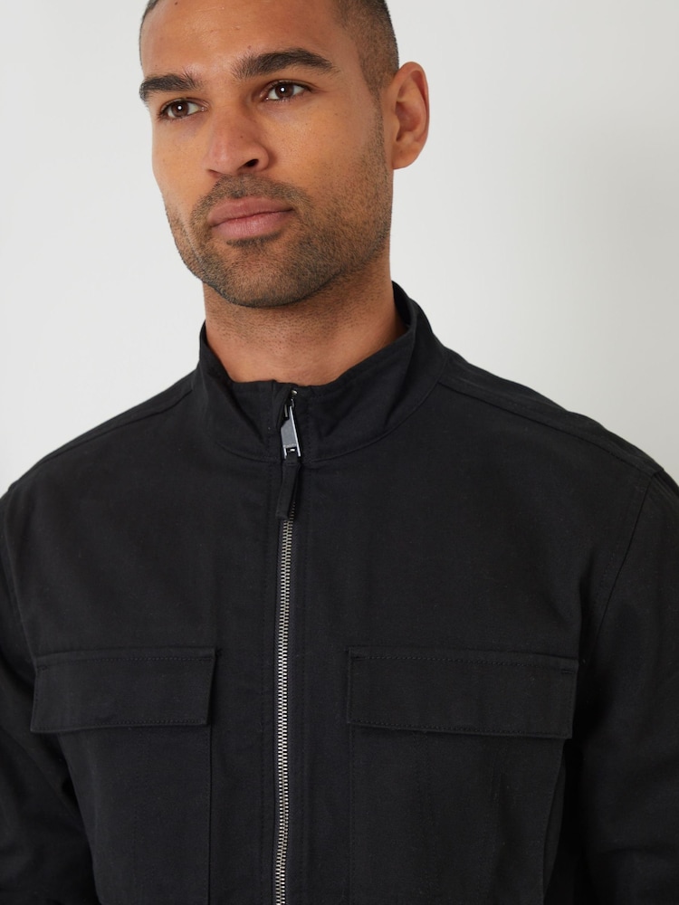 Threadbare Black Cotton Twill Lightweight Funnel Neck Jacket - Image 4 of 4 Threadbare Black Cotton Twill Lightweight Funnel Neck Jacket - Image 4 of 4