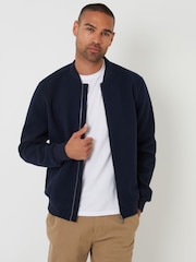 Threadbare Blue Brushed Bomber Jacket - Image 1 of 4