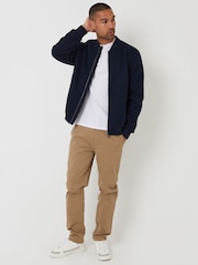 Threadbare Blue Brushed Bomber Jacket - Image 3 of 4