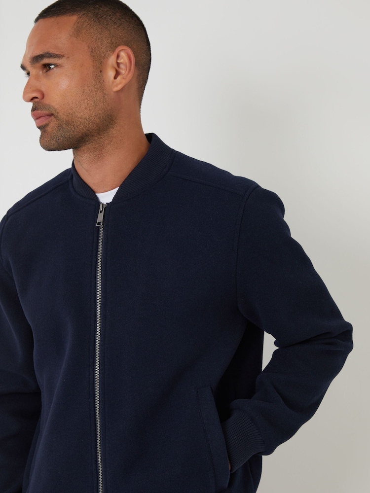 Threadbare Blue Brushed Bomber Jacket - Image 4 of 4