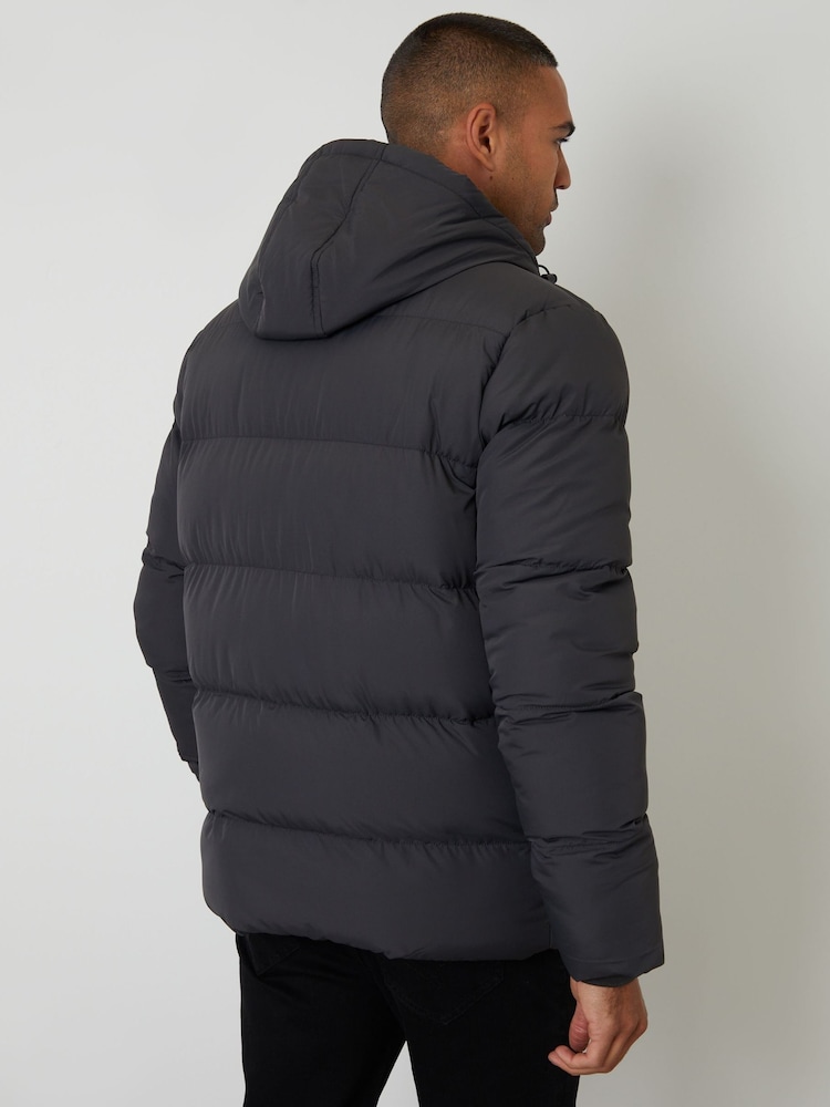 Threadbare Grey Showerproof Double Layer Puffer Jacket - Image 2 of 5 Threadbare Grey Showerproof Double Layer Puffer Jacket - Image 2 of 5
