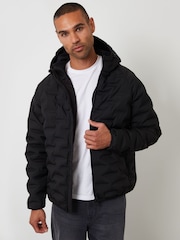 Threadbare Black Hooded Quilted Jacket - Image 1 of 4