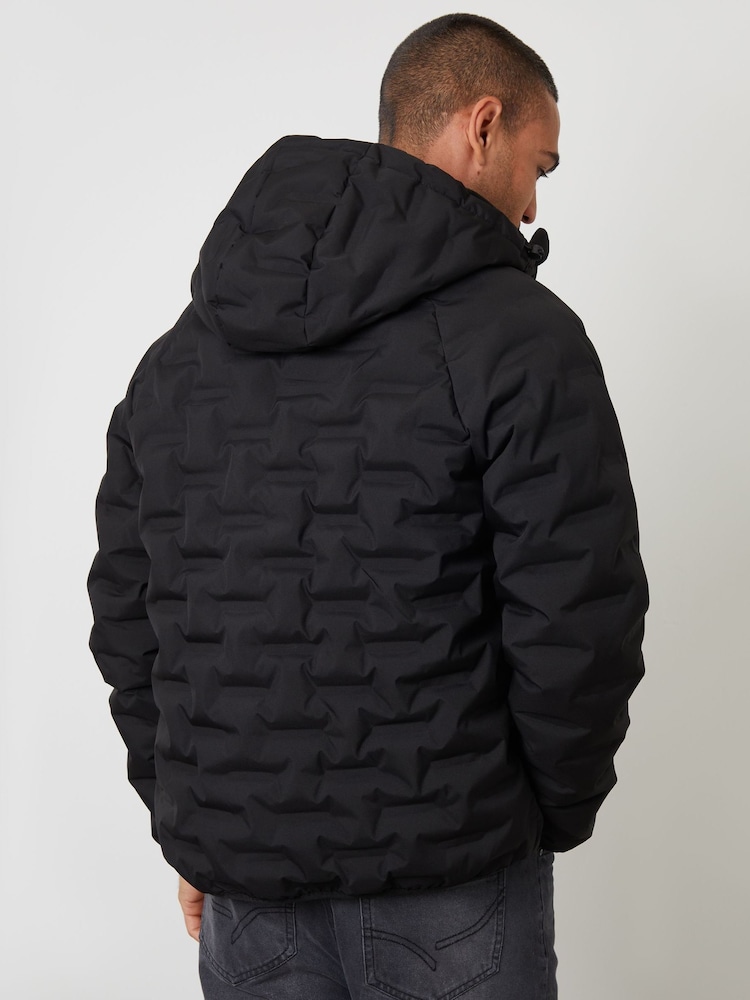 Threadbare Black Hooded Quilted Jacket - Image 2 of 4 Threadbare Black Hooded Quilted Jacket - Image 2 of 4