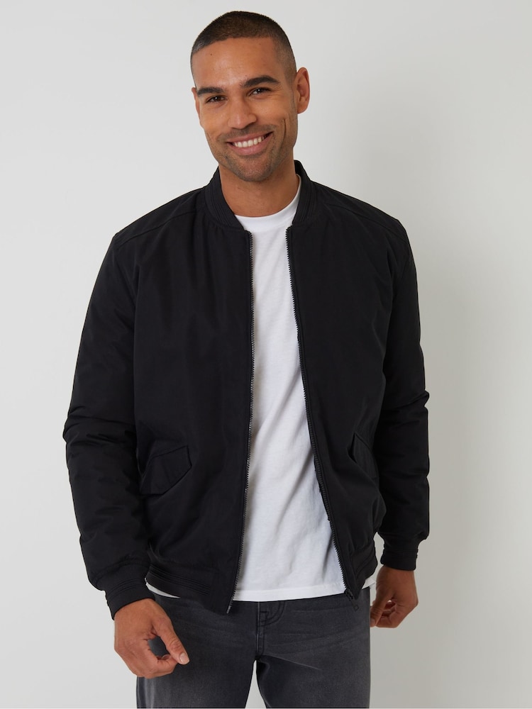 Threadbare Black Padded Bomber Jacket - Image 1 of 4 Threadbare Black Padded Bomber Jacket - Image 1 of 4