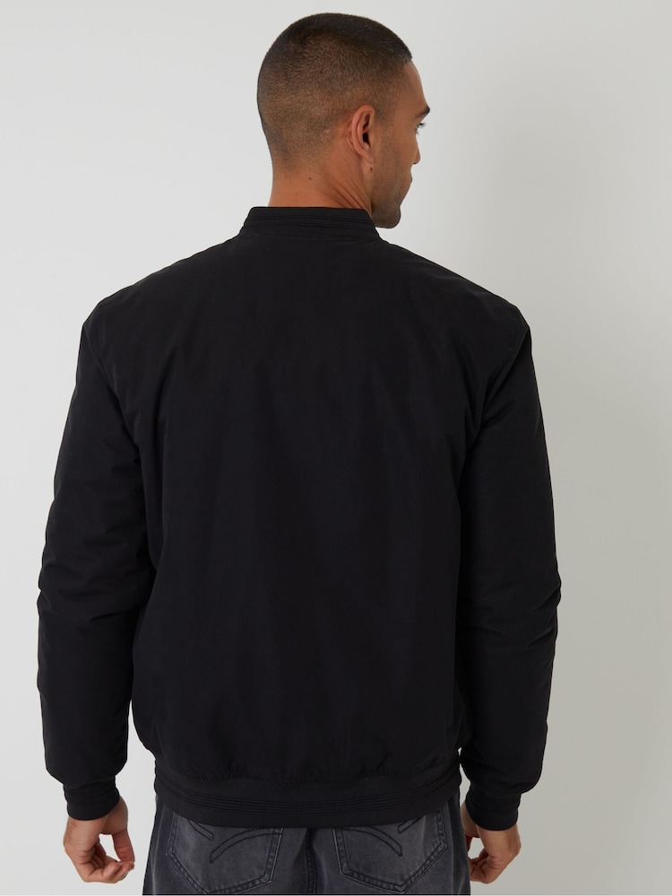 Threadbare Black Padded Bomber Jacket - Image 2 of 4 Threadbare Black Padded Bomber Jacket - Image 2 of 4
