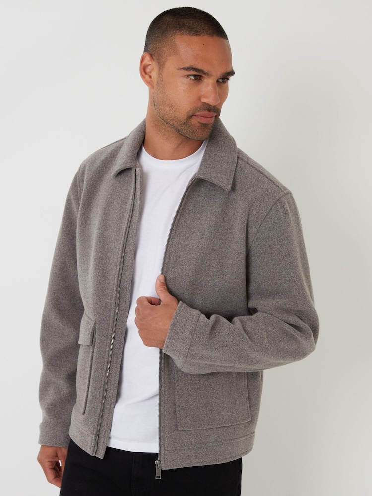 Threadbare Brown Brushed Collared Lightweight Utility Jacket - Image 1 of 4 Threadbare Brown Brushed Collared Lightweight Utility Jacket - Image 1 of 4