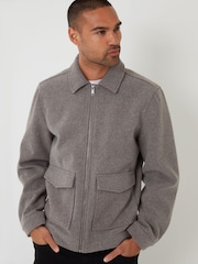 Threadbare Brown Brushed Collared Lightweight Utility Jacket - Image 2 of 4
