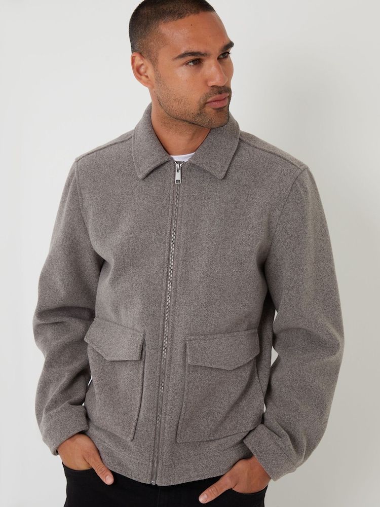Threadbare Brown Brushed Collared Lightweight Utility Jacket - Image 2 of 4 Threadbare Brown Brushed Collared Lightweight Utility Jacket - Image 2 of 4