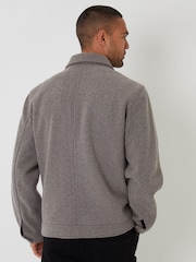 Threadbare Brown Brushed Collared Lightweight Utility Jacket - Image 3 of 4