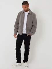 Threadbare Brown Brushed Collared Lightweight Utility Jacket - Image 4 of 4