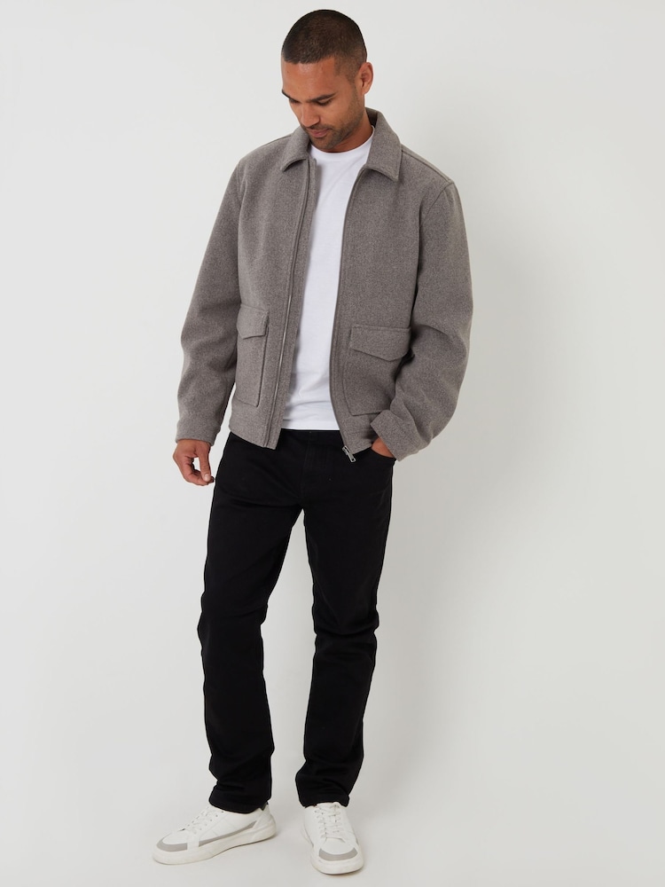Threadbare Brown Brushed Collared Lightweight Utility Jacket - Image 4 of 4
