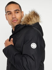 Threadbare Black Showerproof Padded Parka Jacket - Image 4 of 4