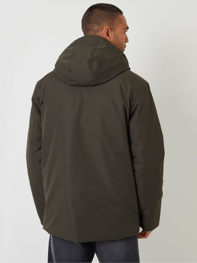 Threadbare Grey Showerproof Longline Hooded Padded Jacket - Image 2 of 5 Threadbare Grey Showerproof Longline Hooded Padded Jacket - Image 2 of 5