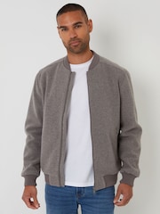 Threadbare Brown Brushed Bomber Jacket - Image 1 of 4