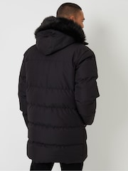 Preto - Jaqueta Parka Acolchoada Longline à Prova de Chuva Threadbare - Imagem 2 de 5