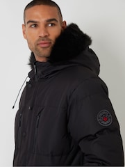 Preto - Jaqueta Parka Acolchoada Longline à Prova de Chuva Threadbare - Imagem 4 de 5