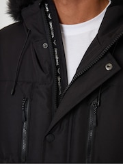 Preto - Jaqueta Parka Acolchoada Longline à Prova de Chuva Threadbare - Imagem 5 de 5