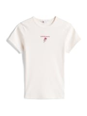 Tommy Jeans White Logo Embroidery Slim T-Shirt - Image 5 of 5