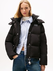 Tommy Jeans Black Down Hooded Alaska Puffer Jacket - Image 1 of 5