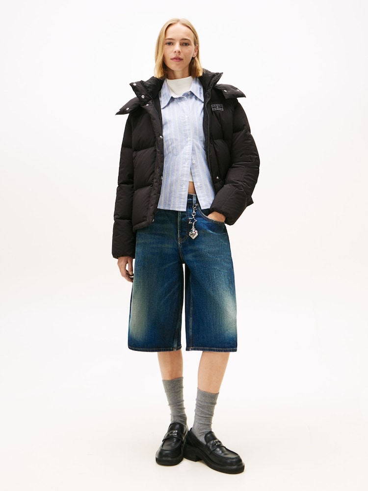 Tommy Jeans Black Down Hooded Alaska Puffer Jacket - Image 2 of 5