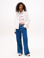 Tommy Jeans White Badge Teddy Oversized Zip-Through Sweatshirt - Image 4 of 5