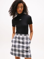 Tommy Jeans Black Slim Mock Neck T-Shirt - Image 1 of 5