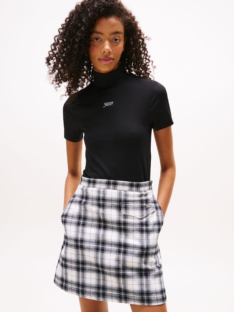Tommy Jeans Black Slim Mock Neck T-Shirt - Image 1 of 5