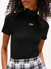 Tommy Jeans Black Slim Mock Neck T-Shirt - Image 2 of 5