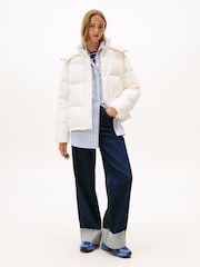 Tommy Jeans White Down Hooded Alaska Puffer Jacket - Image 2 of 5