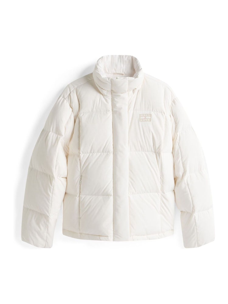 Tommy Jeans White Down Hooded Alaska Puffer Jacket - Image 5 of 5