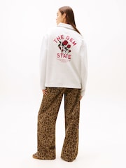 Tommy Jeans White Back Graphic Quarter-Zip Boxy Rugby Jumper - Image 3 of 5