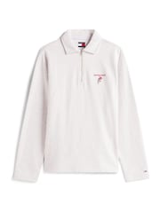 Tommy Jeans White Back Graphic Quarter-Zip Boxy Rugby Jumper - Image 5 of 5