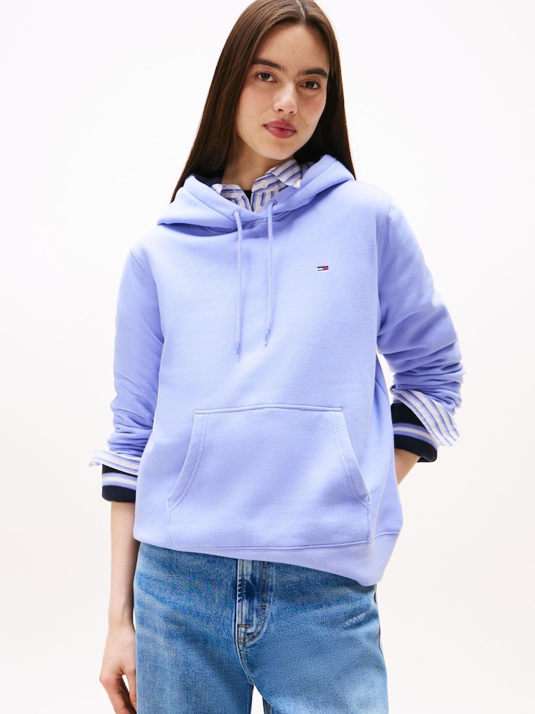 Tommy Jeans Blue Flag Embroidery Drawstring Hoodie - Image 1 of 5 Tommy Jeans Blue Flag Embroidery Drawstring Hoodie - Image 1 of 5