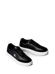 Calvin Klein White Tumbled Leather Flexible Sole Trainers - Image 3 of 6