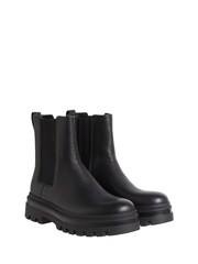Calvin Klein Black Leather Airfit Lugged Chelsea Boots - Image 1 of 4