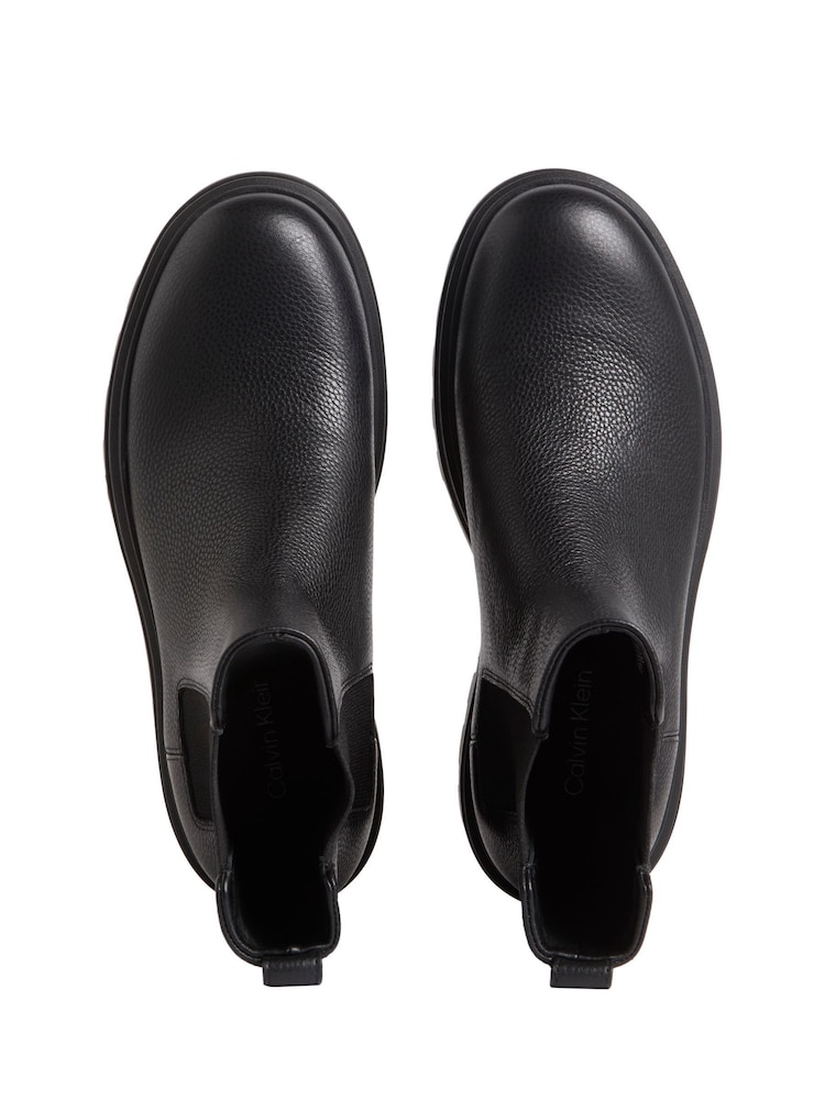 Calvin Klein Black Leather Airfit Lugged Chelsea Boots - Image 2 of 4 Calvin Klein Black Leather Airfit Lugged Chelsea Boots - Image 2 of 4