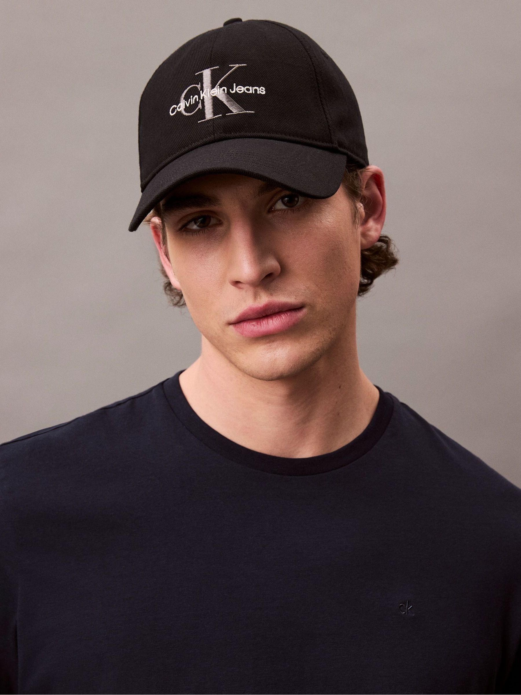 Buy Calvin Klein Black Embroidered Monogram Logo Baseball Cap from