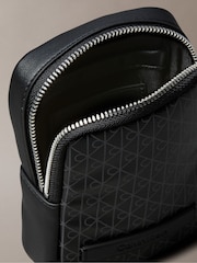 Calvin Klein Black Allover Monogram Logo Zip Pouch - Image 3 of 5