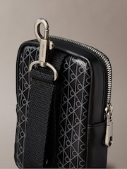 Calvin Klein Black Allover Monogram Logo Zip Pouch - Image 4 of 5