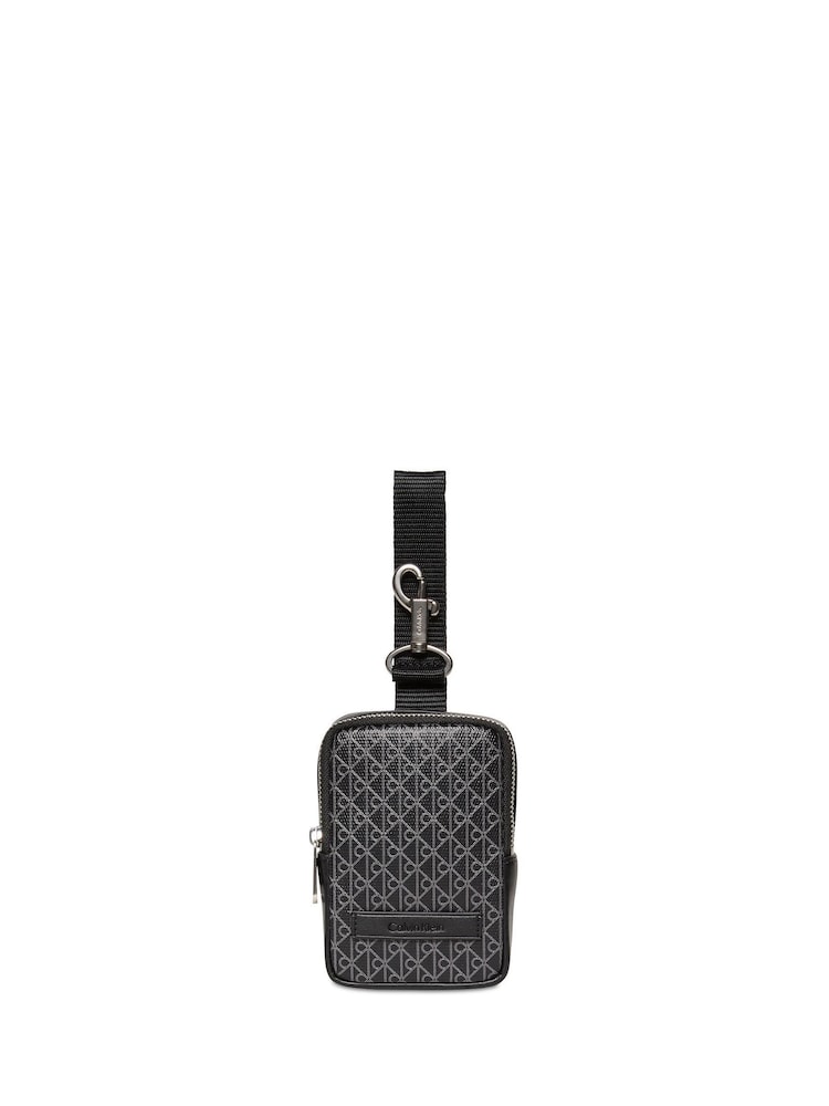 Calvin Klein Black Allover Monogram Logo Zip Pouch - Image 5 of 5