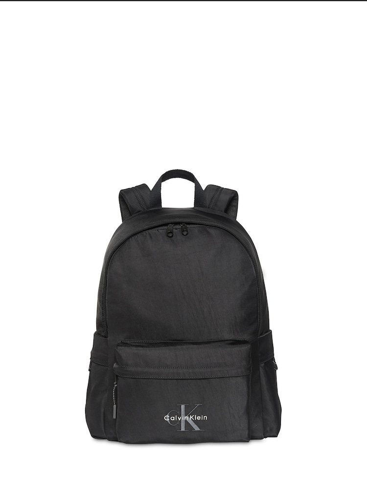 Calvin Klein Black Nylon Monogram Logo Backpack - Image 1 of 2 Calvin Klein Black Nylon Monogram Logo Backpack - Image 1 of 2