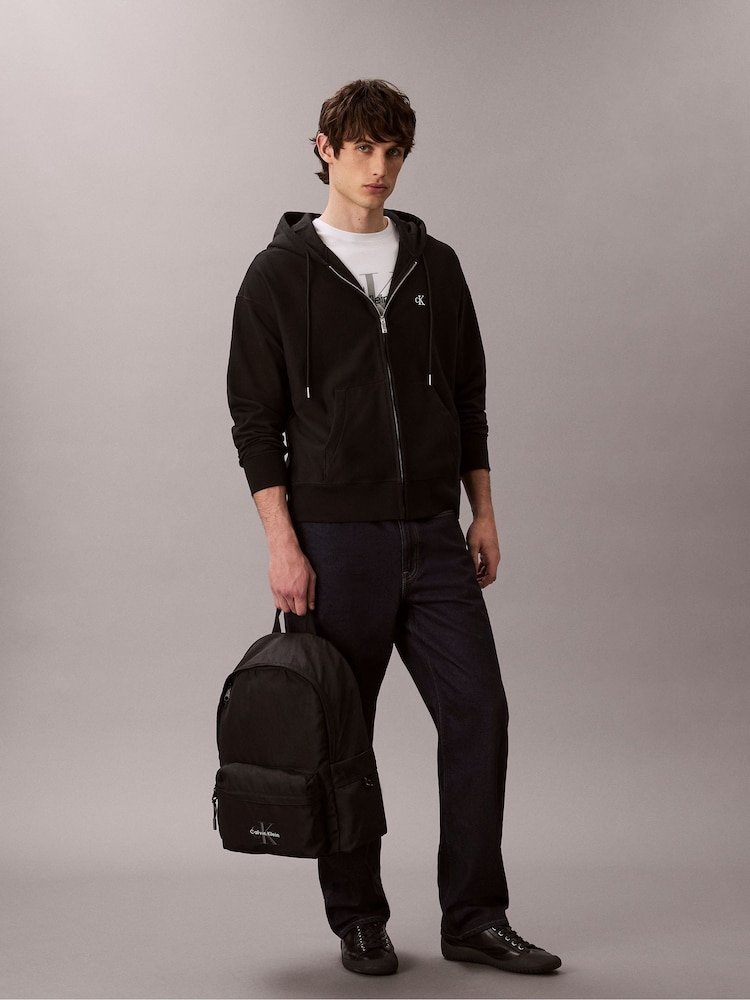 Calvin Klein Black Nylon Monogram Logo Backpack - Image 2 of 2 Calvin Klein Black Nylon Monogram Logo Backpack - Image 2 of 2