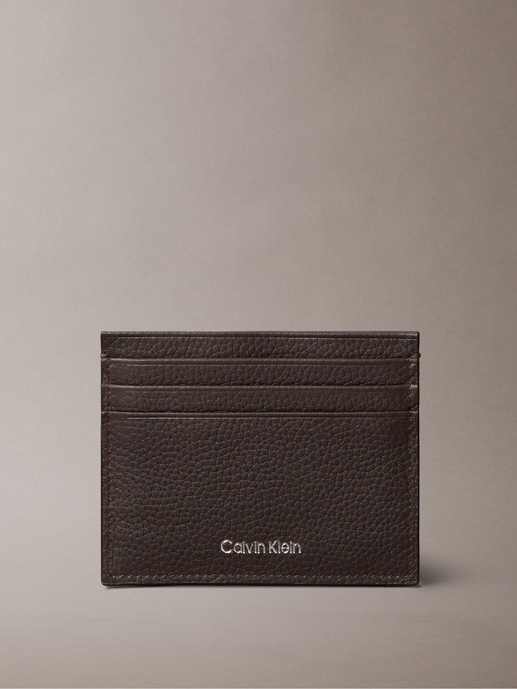 Castanho - Calvin Klein Foil Embossed Logo Card Holder - Imagem 1 de 4