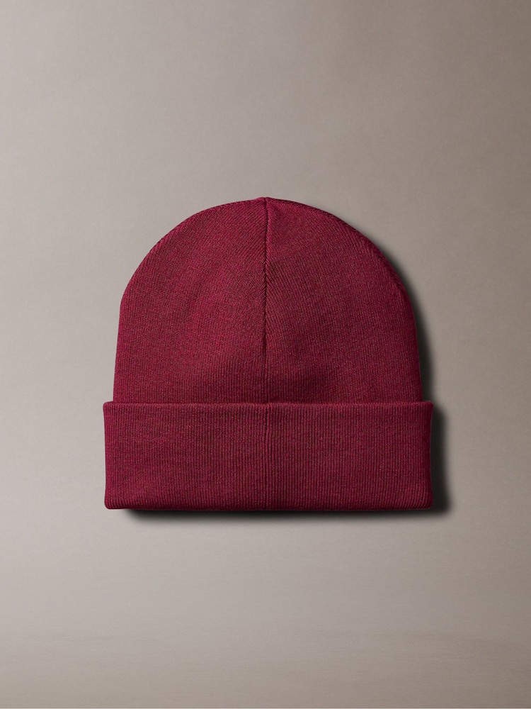 Calvin Klein Red Signature Logo Beanie - Image 2 of 3 Calvin Klein Red Signature Logo Beanie - Image 2 of 3