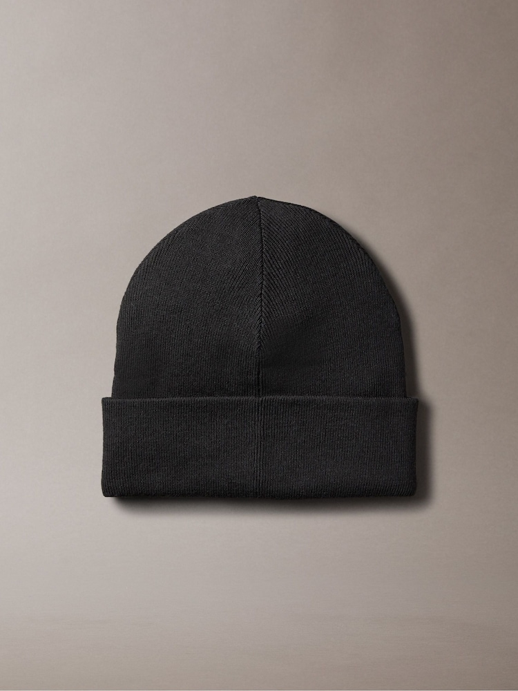 Calvin Klein Black Signature Logo Beanie - Image 2 of 3 Calvin Klein Black Signature Logo Beanie - Image 2 of 3