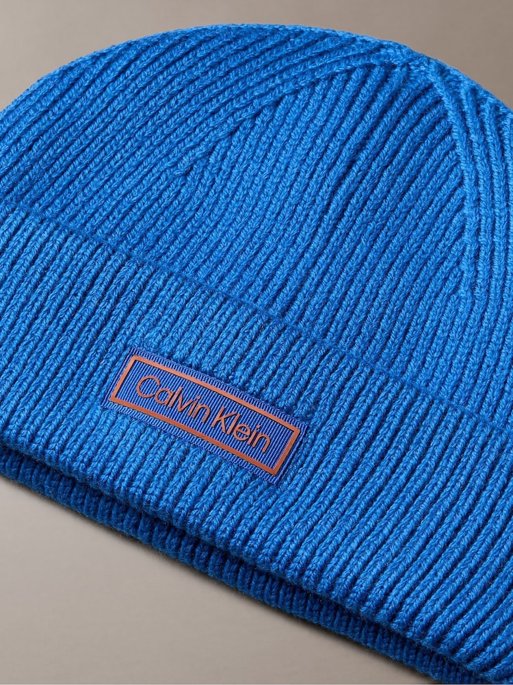 Azul - Calvin Klein Wool Cashmere Blend Fisherman Beanie - Imagen 3 de 3