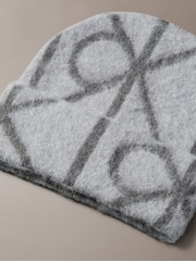 Calvin Klein Grey Warm Wool Blend Logo Beanie - Image 3 of 3